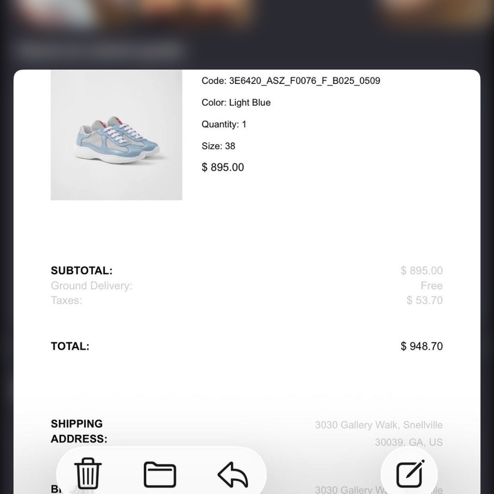 Prada Light Blue and White Patent Leather Sneakers - Picture 5 of 5